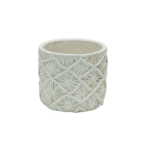 byRoom Blumentopf aus Garn, 18 x 16cm, weiss