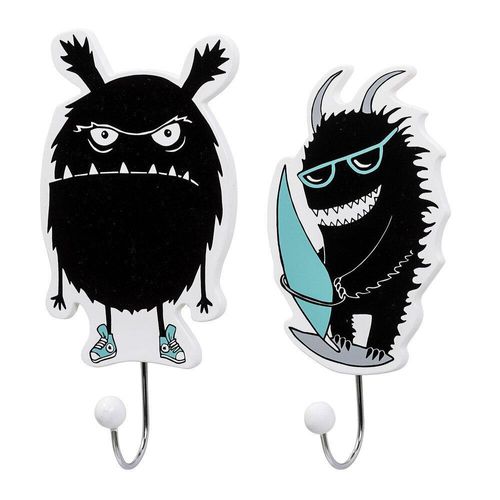 Bloomingville Wandhaken Monster, 5 x 10 x 19 cm, schwarz, Surfbrett