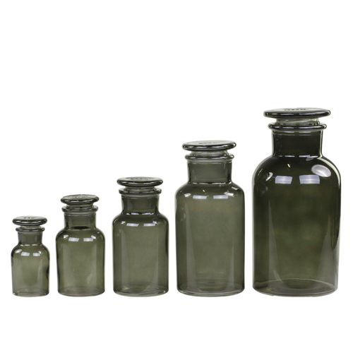 Chic Antique Alt Französche Apotheker Gläser 5er, kohle