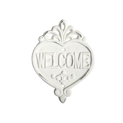 Chic Antique Welcome Schild aus Eisen, H18 x L13 cm, antique creme