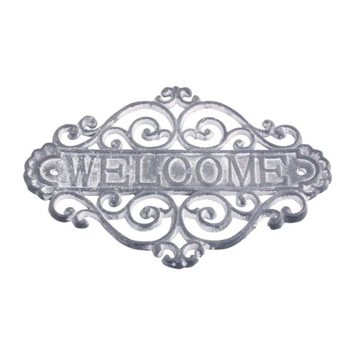 Chic Antique Schild Welcome, H20/L28/B5 cm, antik grau