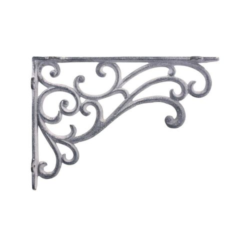 Chic Antique Regalträger mit Schnörkel, L25,5 x B4 x H18 cm, antik grau
