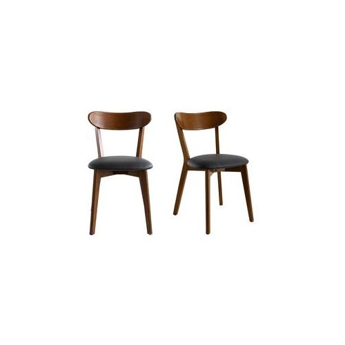 Stühle Vintage dunkles Holz und schwarze Sitzfläche (2er-Set) DOVE