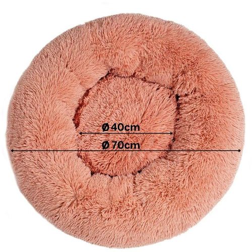 Hundebett, Plüsch in Donut-Form, (xl) 70 cm Durchmesser, rosa