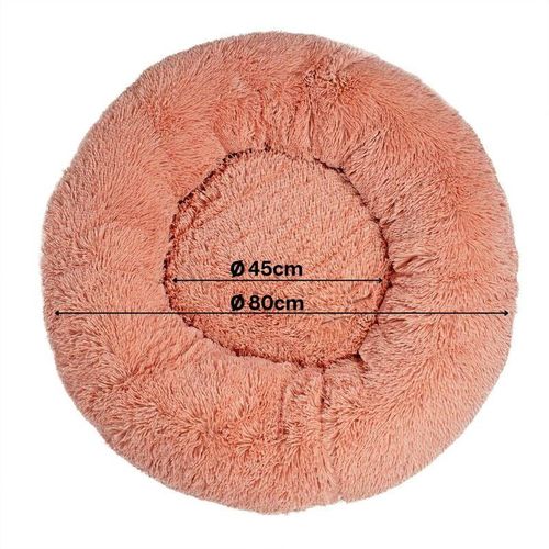Hundebett, Plüsch in Donut-Form, (xxl) 80 cm Durchmesser, rosa