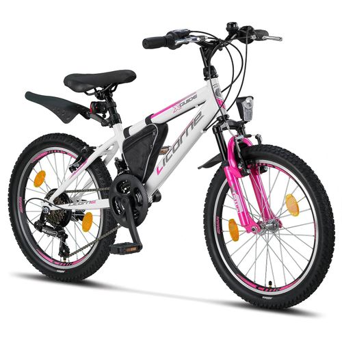 Licorne Bike Guide Premium Mountainbike in 20, 24 und 26 Zoll – Fahrrad für Mädchen, Jungen, Herren und Damen – Shimano 21 Gang-Schaltung, Kinderfahrrad, Kinder