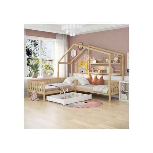 Celya Kinderbett Kinderbett Hausbett mit Schubladen und Regalen