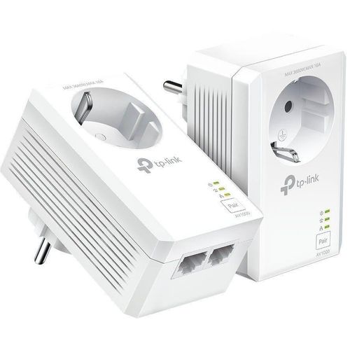 TP-Link TL-PA7027P KIT – AV1000 Powerline 2er Set Reichweitenverstärker, weiß