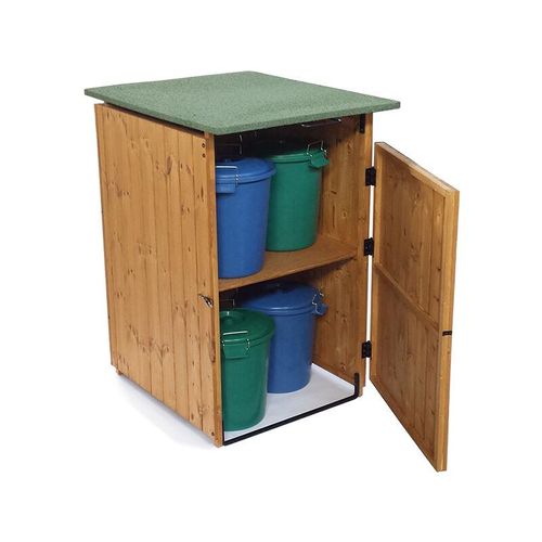 Müllbox Für Mülltrennung aus Holz made in italy Dach L74 x P86 x 116H - Grün