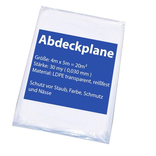 50x Abdeckfolie Plane 4x5m Baufolie Schutzfolie Malerfolie Maler 30my