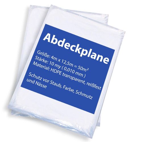 50x Abdeckfolie Plane 4x12,5m Baufolie Schutzfolie Malerfolie 10my