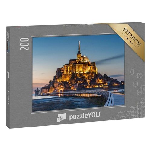 puzzleYOU Puzzle Beleuchteter Mont Saint-Michel in der Dämmerung