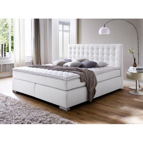 Boxspringbett Isabelle 180 x 200 cm Leder Optik wei 7 Zonen Multi Tonnentaschenfederkern Matratze