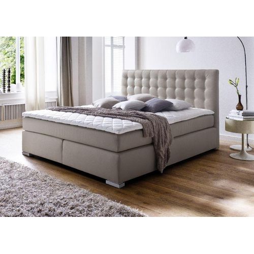 Boxspringbett Isabelle 160 x 200 cm Leder Optik muddy Taschenfederkern Matratze