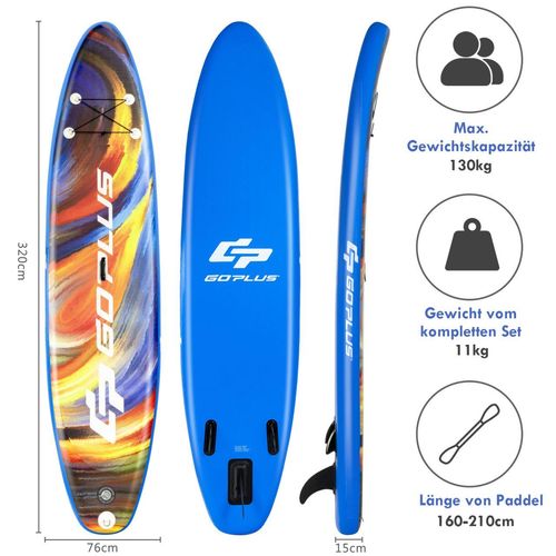 320 x 76 x 15cm Aufblasbares Stand Up Paddling Board, mit Paddel