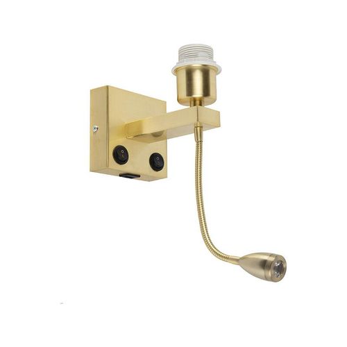Art Deco Wandlampe Gold mit usb und Flexarm – Brescia Combi – Gold/Messing