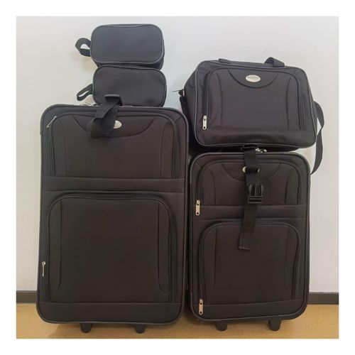 Juskys Trolley Reisekoffer Set Athen 5 teilig - 60 L, 2 Rollen, Weichschale, Handgepäck, Schwarz