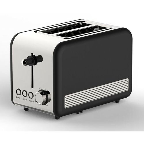 Toaster Retro 2-Scheiben Toaster Toastautomat 850 Watt Schwarz/Silber