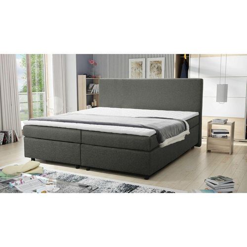 Boxspringbett 180×200 Hotelbett Bonellfederkern Bett mit Topper Paxos 5 grau