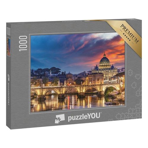 puzzleYOU Puzzle Abendlich beleuchteter Vatikan in Rom
