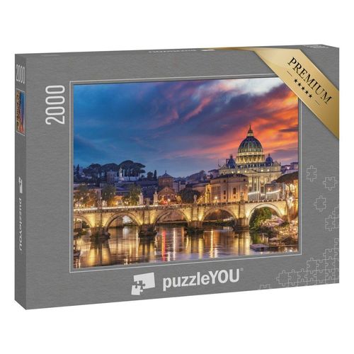 puzzleYOU Puzzle Abendlich beleuchteter Vatikan in Rom