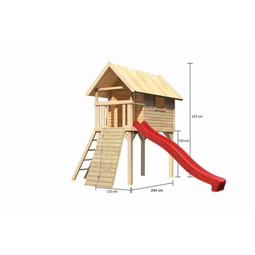 Akubi Gernegroß natur mit Rutsche rot und Holzrampe