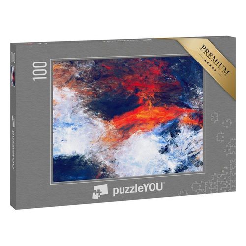 puzzleYOU Puzzle Künstlerische blaue und rote Textur