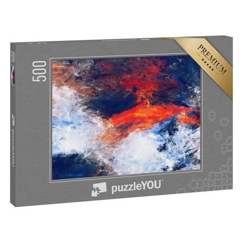 puzzleYOU Puzzle Künstlerische blaue und rote Textur