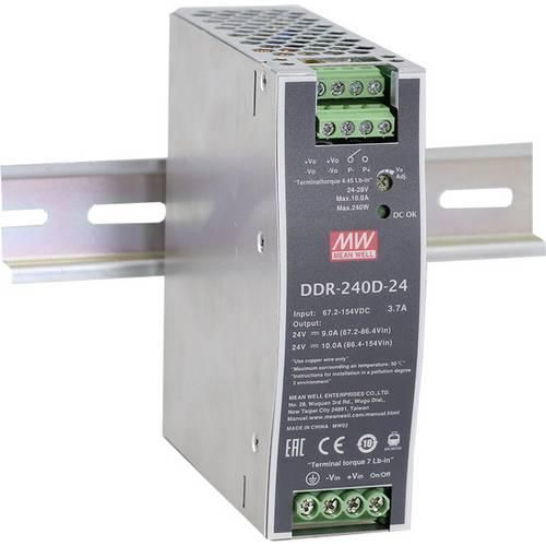 Mean Well DDR-240C-24 Hutschienen-DC/DC-Wandler (DIN-Rail) 24 V/DC 10 A 240 W Anzahl Ausgänge:1 x Inhalt 1 St.