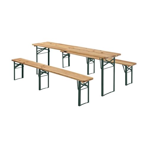 Juskys Bierzeltgarnitur Passau 3-teilig klappbar 220 cm - Festzeltgarnitur aus Holz Natur