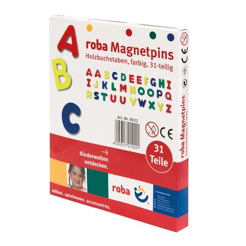 Magnet Buchstaben, ABC Set 31tlg, Magnetpins aus Holz, Schul-Spielzeug für Kinder