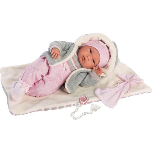 Llorens Babypuppe Nica, 40 cm (Set, 4-tlg), Made in Europe, grau|rosa