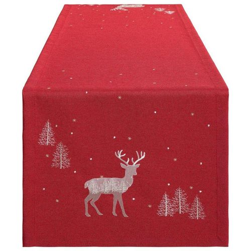 Dreams Tischläufer Hirsch, Weihnachtsdeko, Weihnachten (1-tlg), Weihnachten, rot