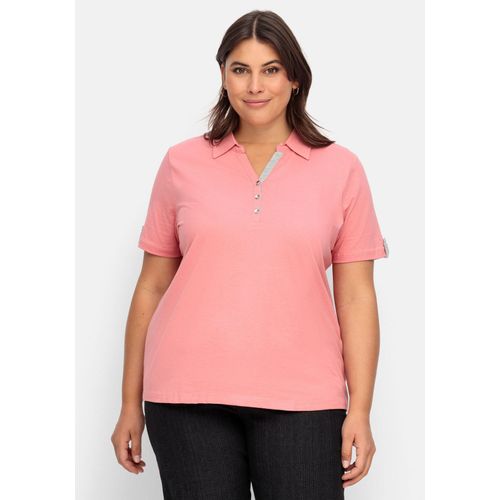 Poloshirt mit kurzem Arm und Kontrastdetails, flamingo, Gr.48