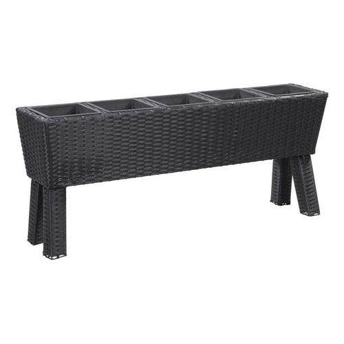 vidaXL Hochbeet Garten-Hochbeet mit Beinen 5 Töpfen 118×25×50 cm Poly Rattan (1 St)