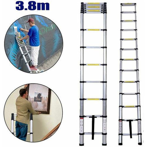 3,8m Teleskopleiter Stehleiter Leiter Anlegeleiter Mehrzweckleiter Alu Ladder