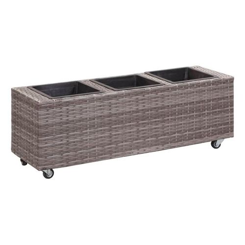 vidaXL Hochbeet Garten-Hochbeet mit 3 Töpfen 100 x 30 x 36 cm Poly Rattan Grau (1 St)
