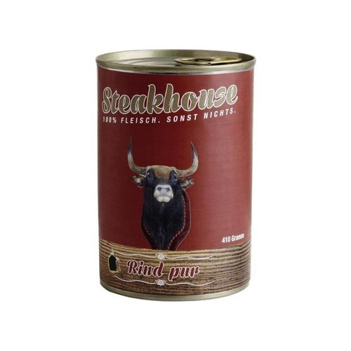 Fleischeslust Steakhouse Reinfleisch Hundefutter Dose, Einzeldose 100% Rindfleisch 400g