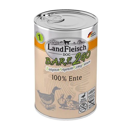 Landfleisch LandFleisch B.A.R.F.2GO Hundefutter, 100% vom Rind 6x400g