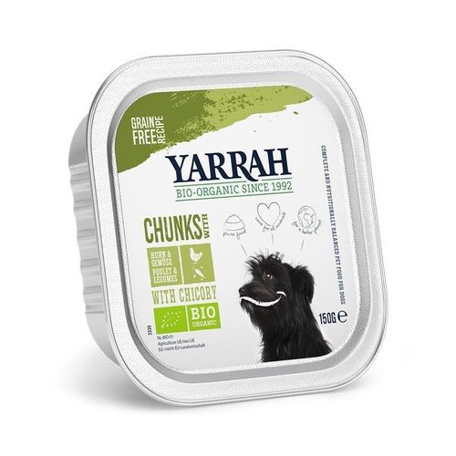 Yarrah Bio-Hundefutter Bröckchen, 12 x 150 g Huhn & Gemüse