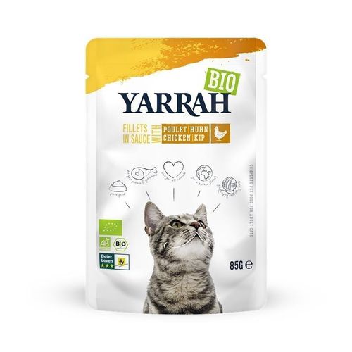 Yarrah Bio Cat Filets Katzenfutter, 14 x 85 g Huhn in Soße