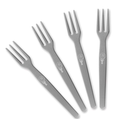 ISS DOCH WURSCHT Currywurst-Pieker - Edelstahl - 4er-Set