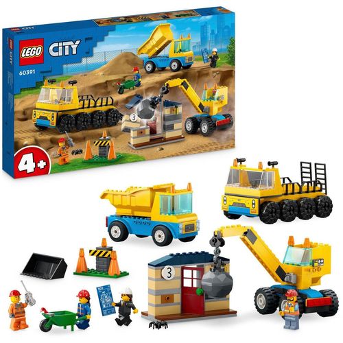 LEGO® Konstruktionsspielsteine Baufahrzeuge und Kran mit Abrissbirne (60391), LEGO® City, (235 St), Made in Europe, bunt