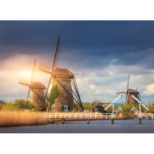 Papermoon Fototapete »Windmills Kinderdijk Sunset«