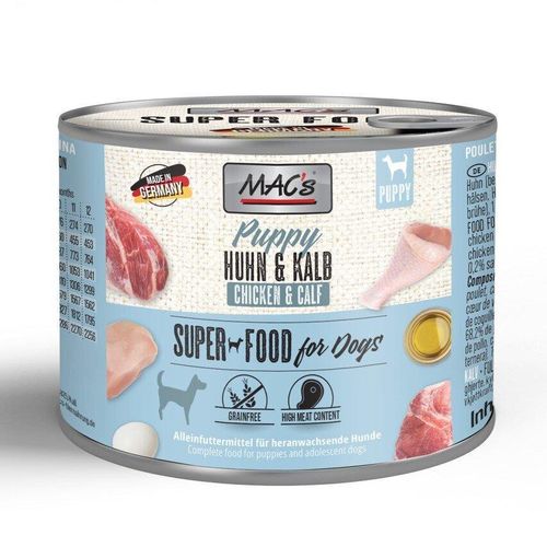 MACs Hundefutter mit Fleisch in Dosen, Wild & Lamm 6x400 g