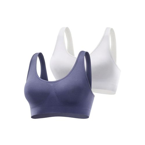 Doppelpack Bralette-BHs, marine+weiß, Gr.M