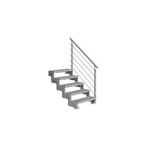 Dolle Außentreppe Gardentop 5 Stufen mit Geländer Breite 80 cm Gitterrost