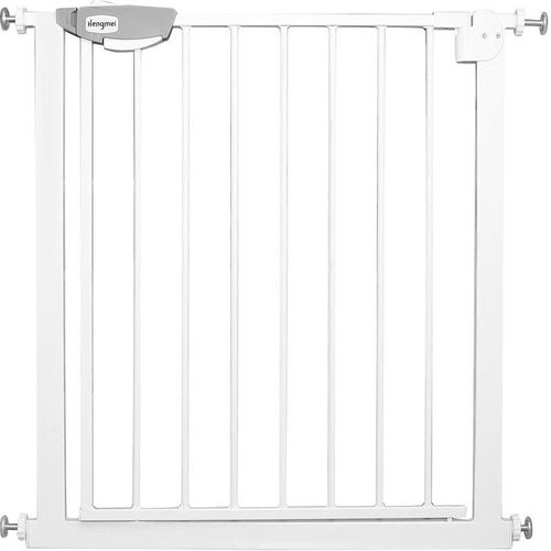 Türschutzgitter für Kinder, Treppenschutzgitter n Stop Safety Gate mit Ohne Bohren und Metall Gitter 75 – 85 cm breit – Weiß Naizy