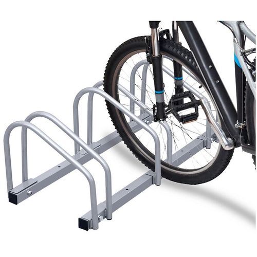 VINGO Fahrradständer für 2-6 Fahrräder 35-60mm Reifenbreite Mehrfachständer Aufstellständer Fahrrad Ständer, Variante:3 Fahrräder – Silber