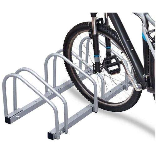 Fahrradständer für 2-6 Fahrräder 35-60mm Reifenbreite Mehrfachständer Aufstellständer Fahrrad Ständer, Variante:3 Fahrräder – Silber – Swanew